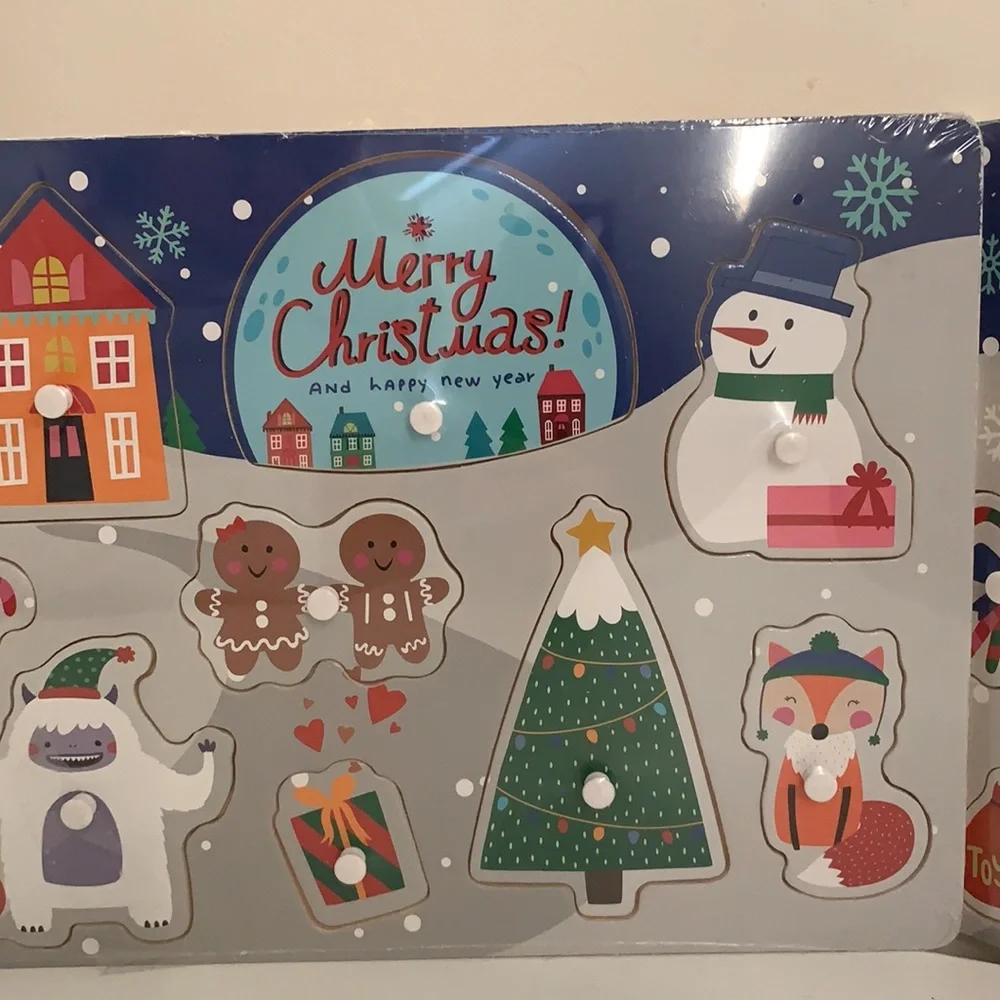 COPY - Christmas Target Bullseye Snowman Wood 9 Pieces Puzzle.